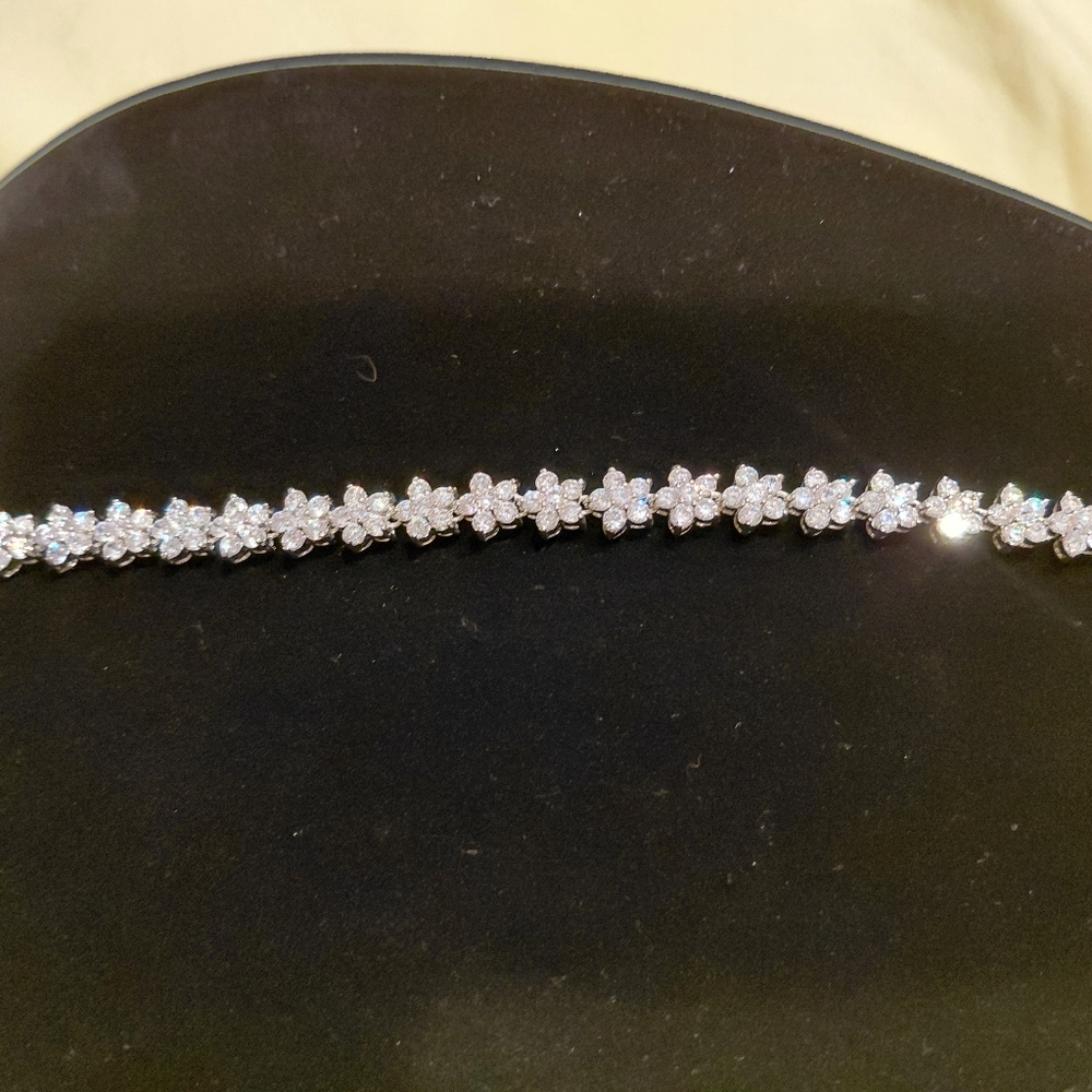 QVC - Elegant Silver Floral Bracelet - Picture 2 of 8